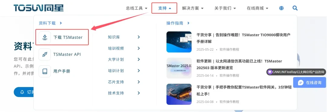 Detailed steps to download TSMaster