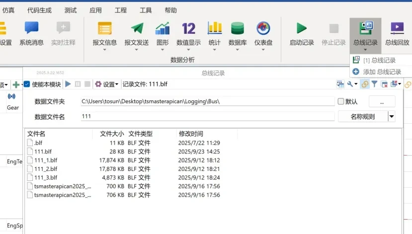 Analysis functions of TSMaster software