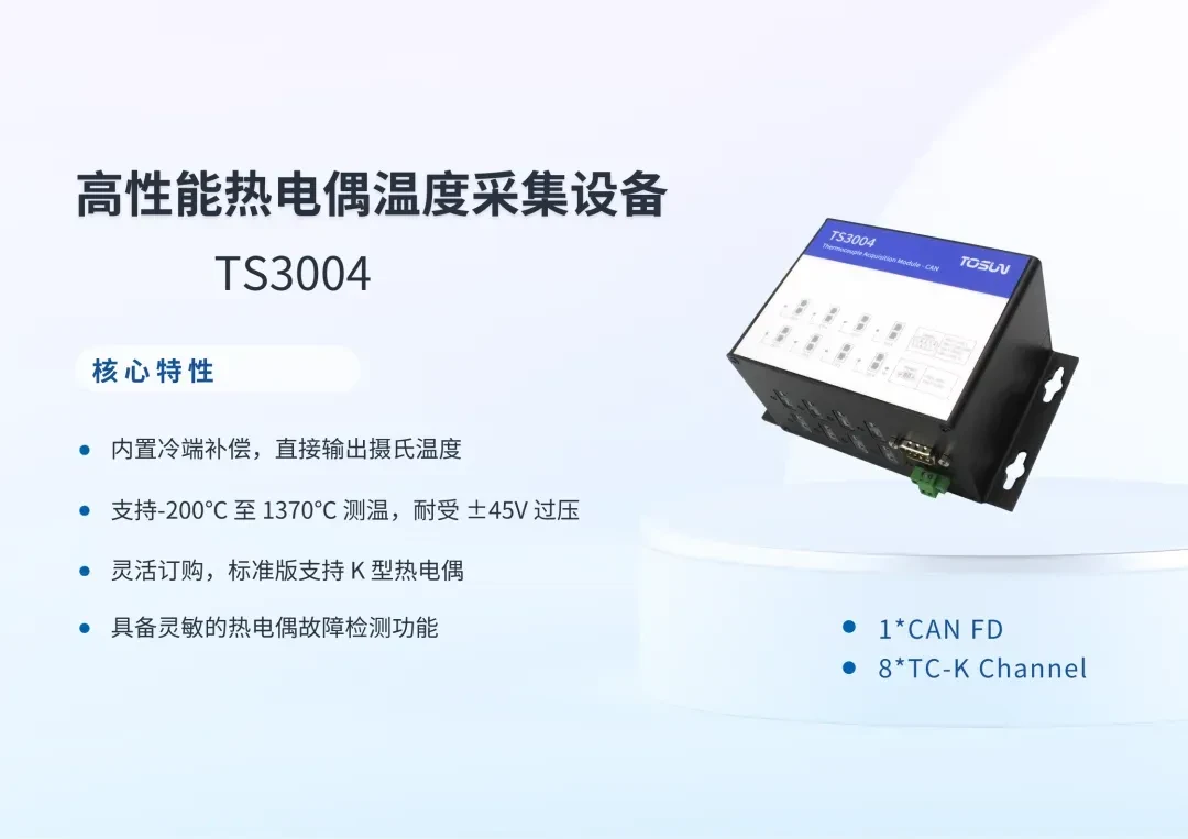 新品发布 | TS3004:8路热电偶采集设备 1 Hardware products 20251216 3 热电偶采集设备