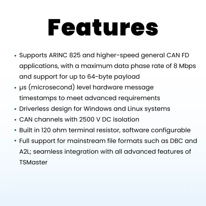 TA825-4 – 4 路 ARINC825 CAN FD 转 USB 接口