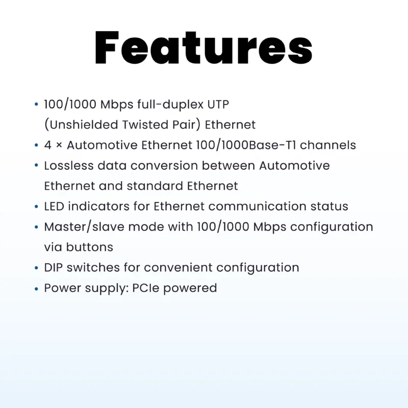 TE1024 – 4 通道的车载以太网 PCIe 板卡