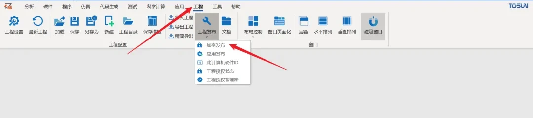 TSMaster加密发布功能在软件菜单中的位置截图