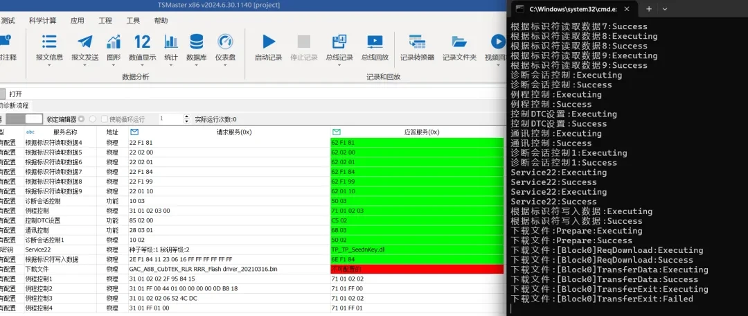 基于TSMaster的自动化刷写与流程状态实时显示方案 8 TSMaster刷写流程Failed失败提示