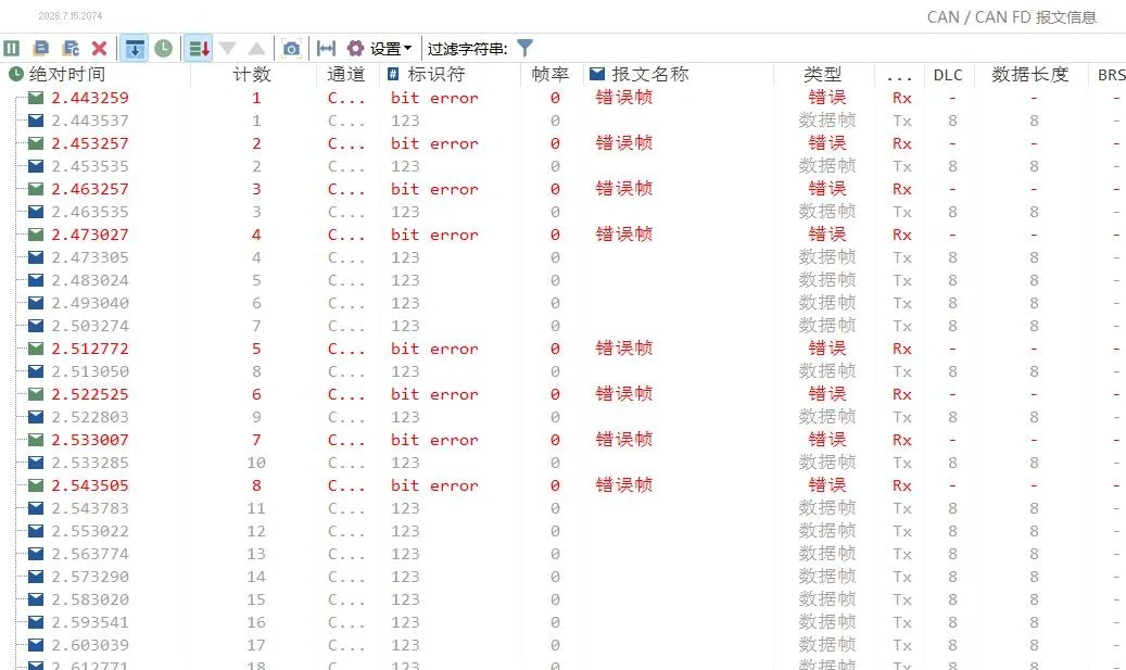 CAN干扰大周期与小周期时序示例图